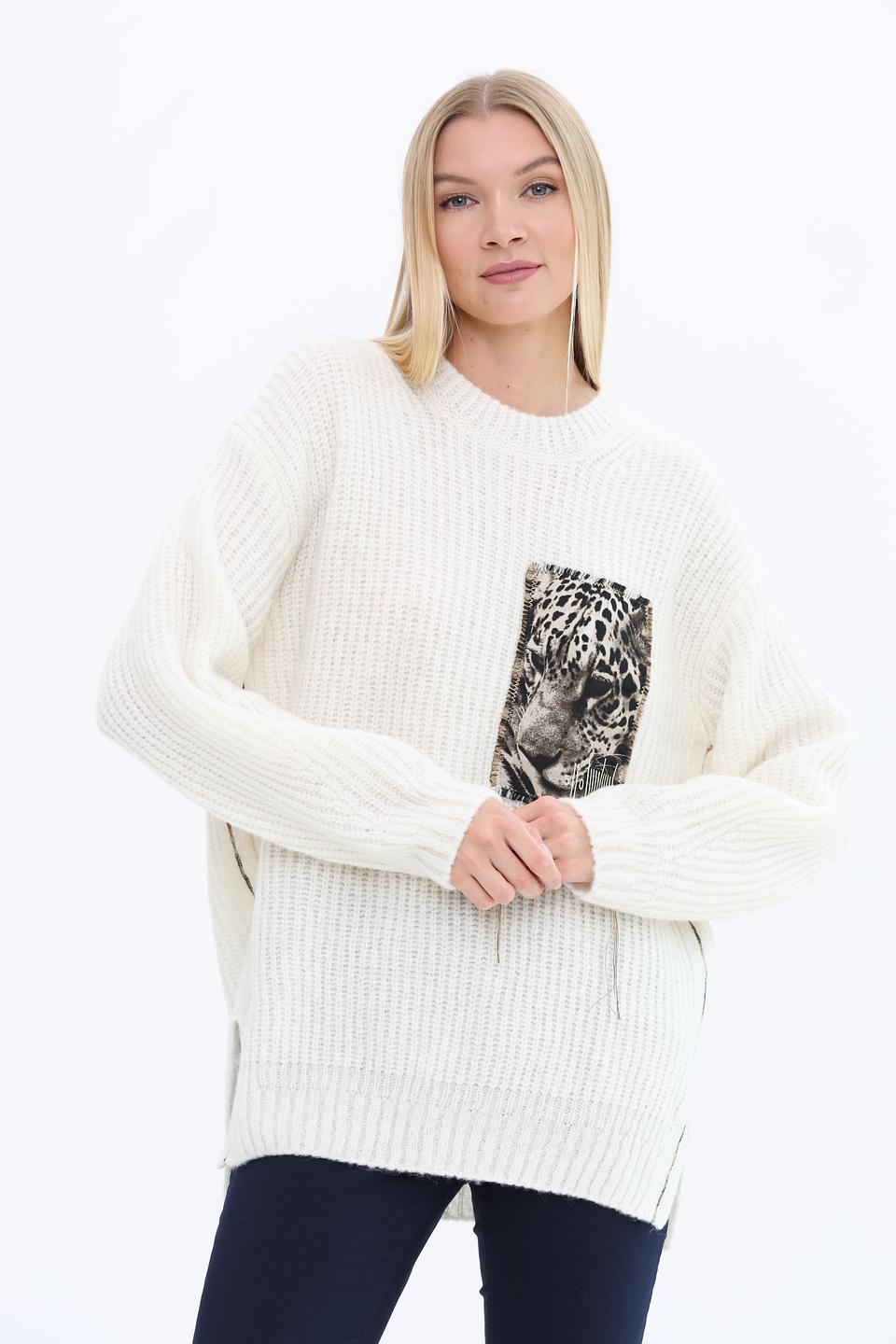 Пуловер Marc Cain с принтом леопарда