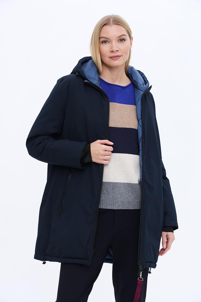 Пальто Lebek стеганое тёмно-синее