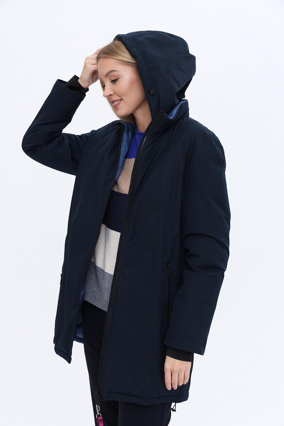 Пальто Lebek стеганое тёмно-синее