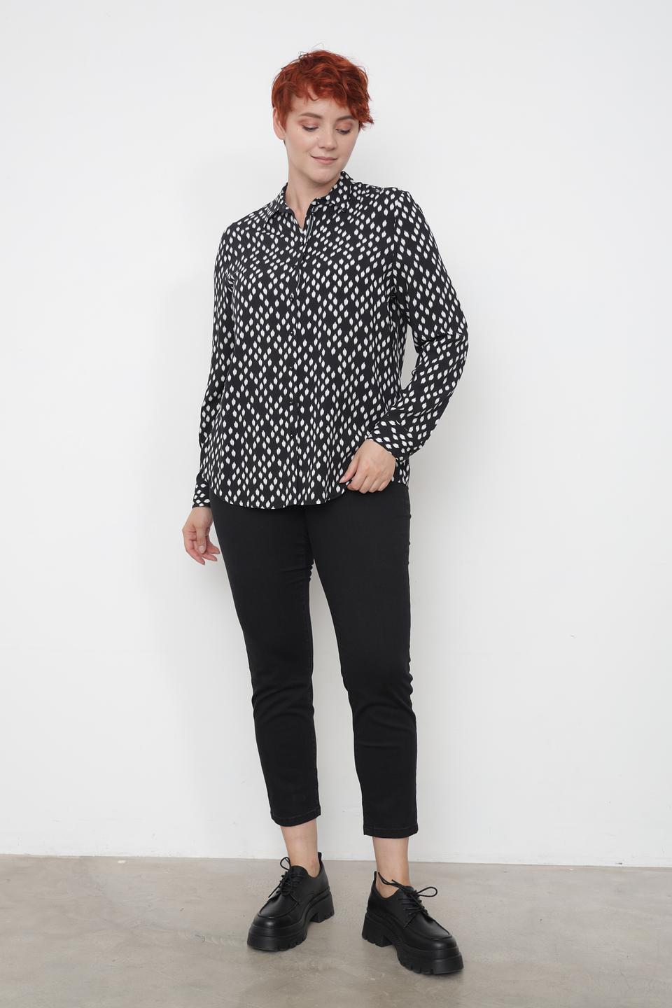 Рубашка Erfo с принтом чёрно-белый