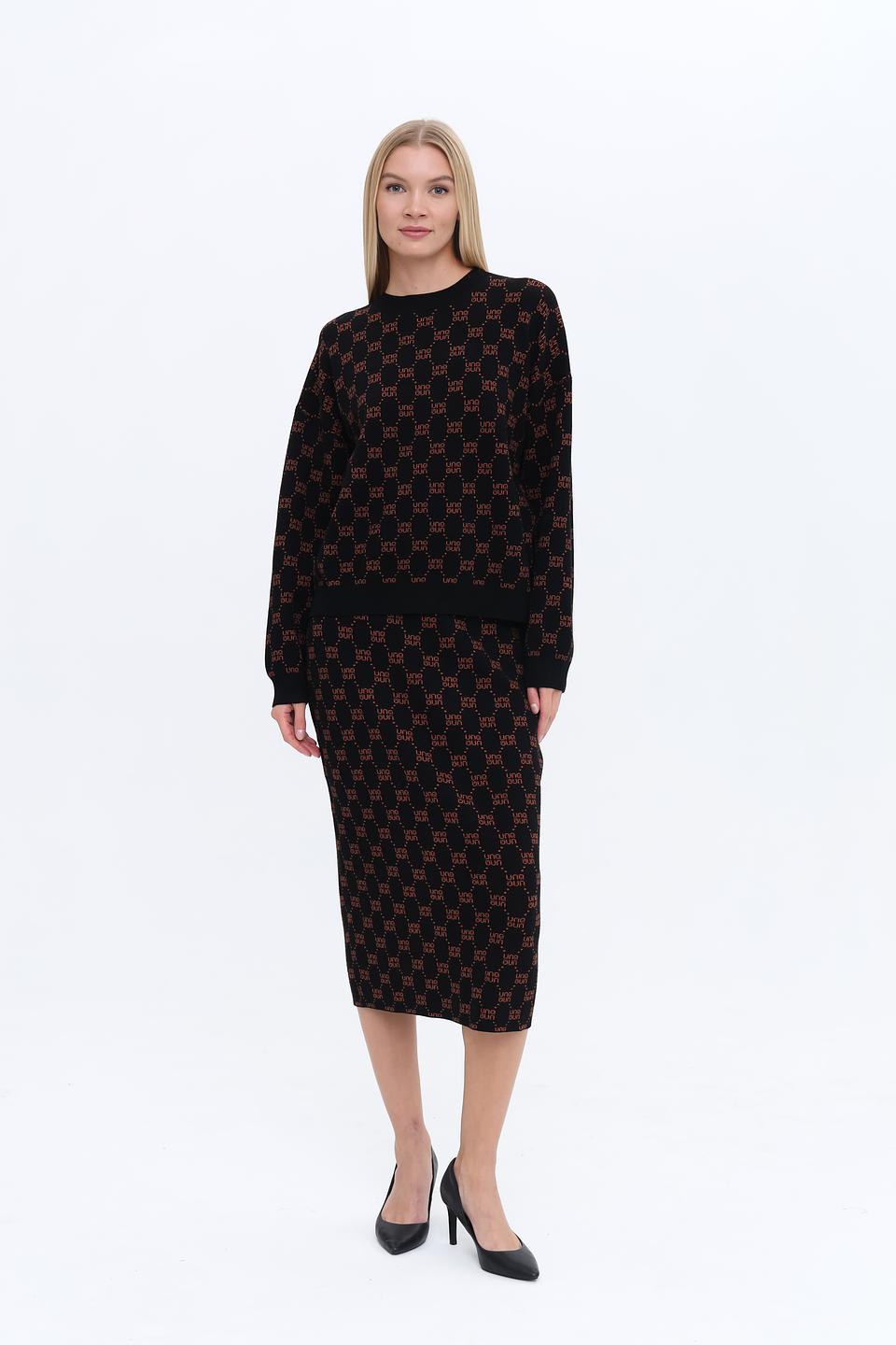 Пуловер UNQ женский с логотипом чёрный