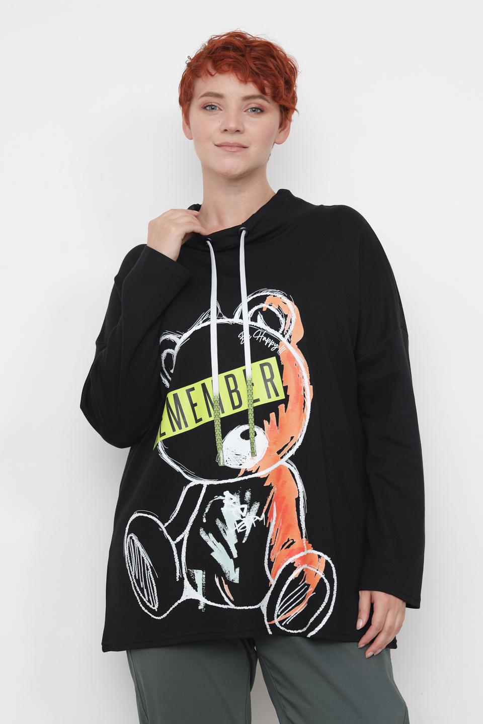 Пуловер Doris Streich с медведем чёрный