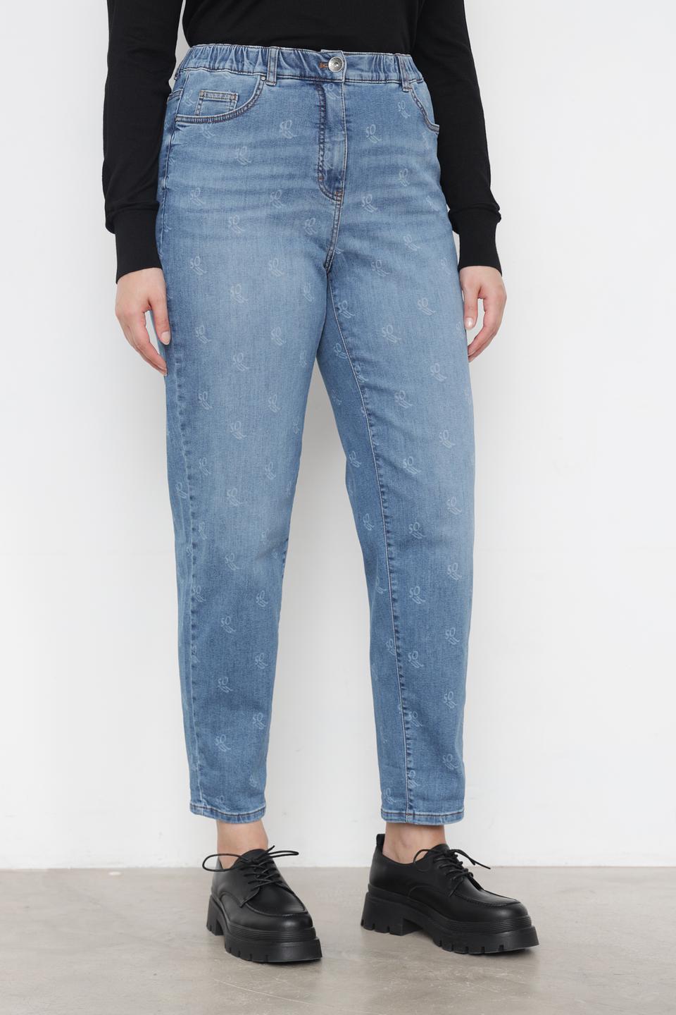 Джинсы Samoon с принтом голубые