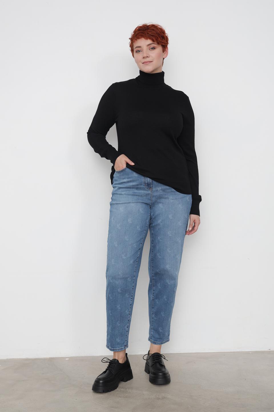 Джинсы Samoon с принтом голубые