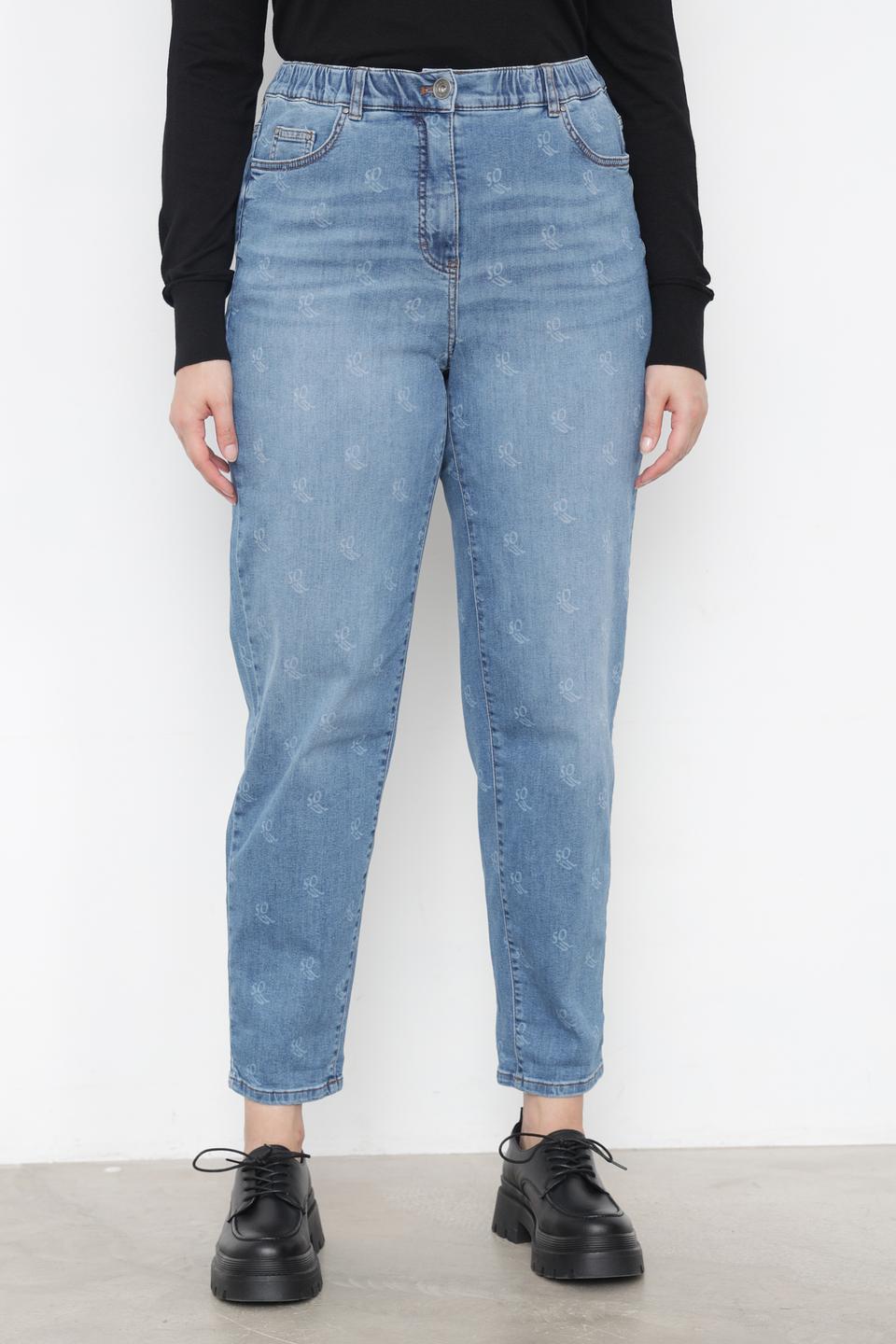 Джинсы Samoon с принтом голубые