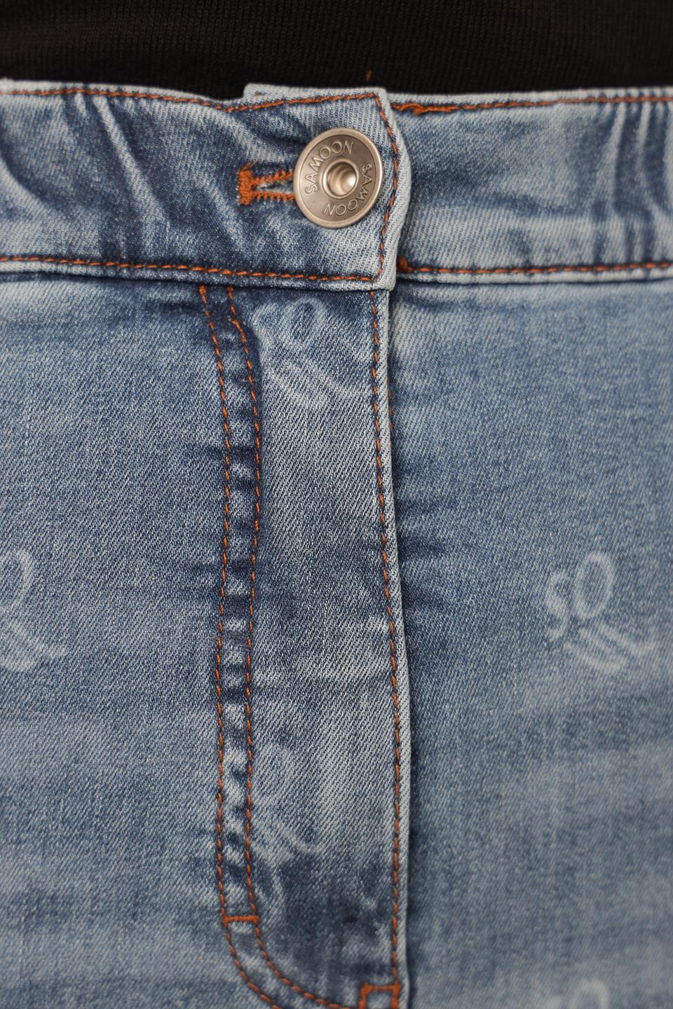 Джинсы Samoon с принтом голубые