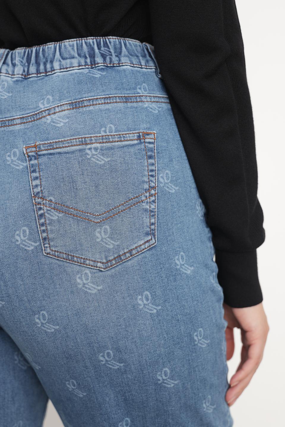 Джинсы Samoon с принтом голубые