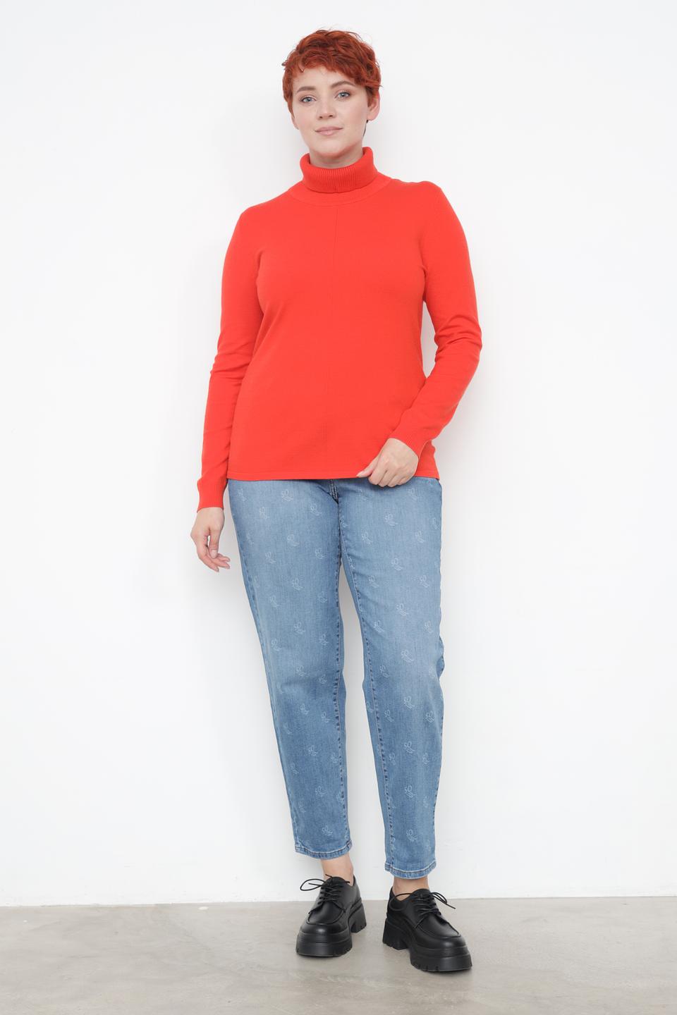 Пуловер Lebek с горлом красный