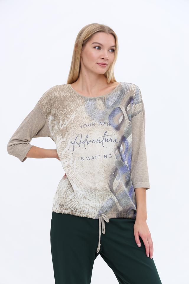 Блуза Bianca с принтом бежевая