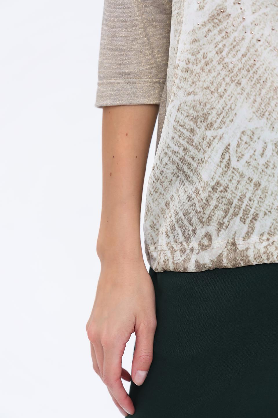 Блуза Bianca с принтом бежевая