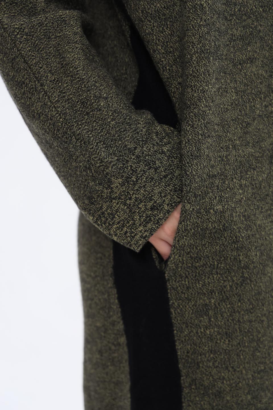 Платье UNQ шерсть хаки с черными вставками