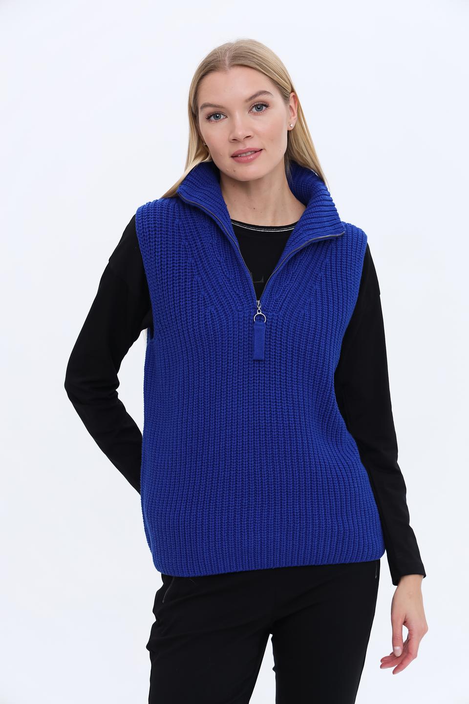 Жилет Oui вязаный синий