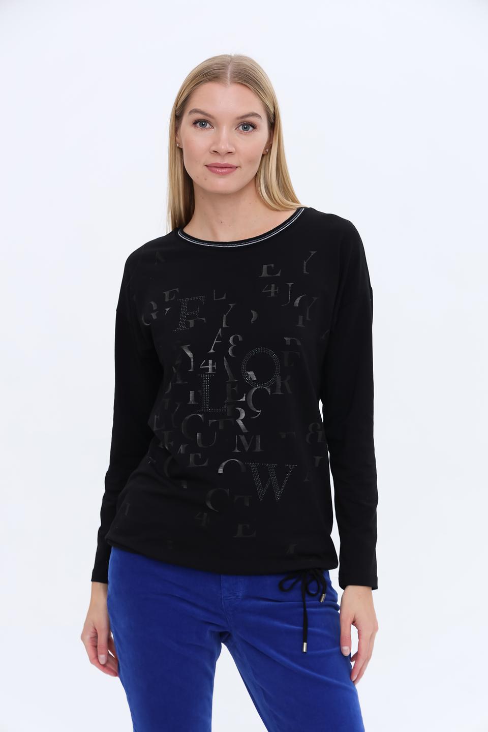Лонгслив Bianca с принтом чёрный