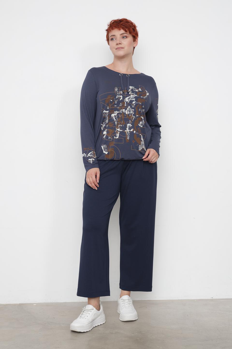 Брюки Via Appia темно-синие с поясом