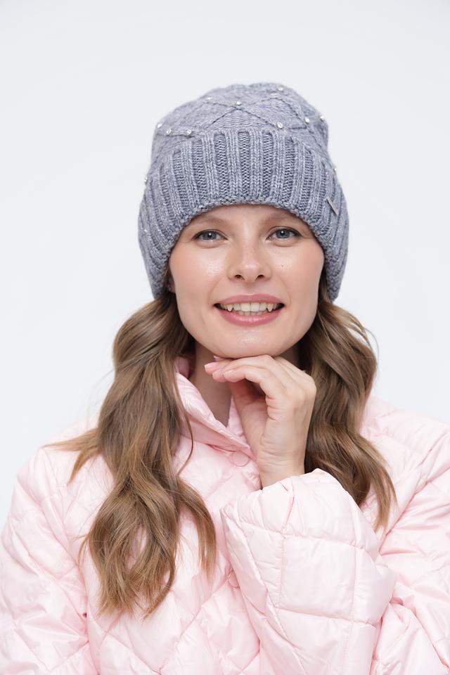 Шапка Wegener серая с жемчугом