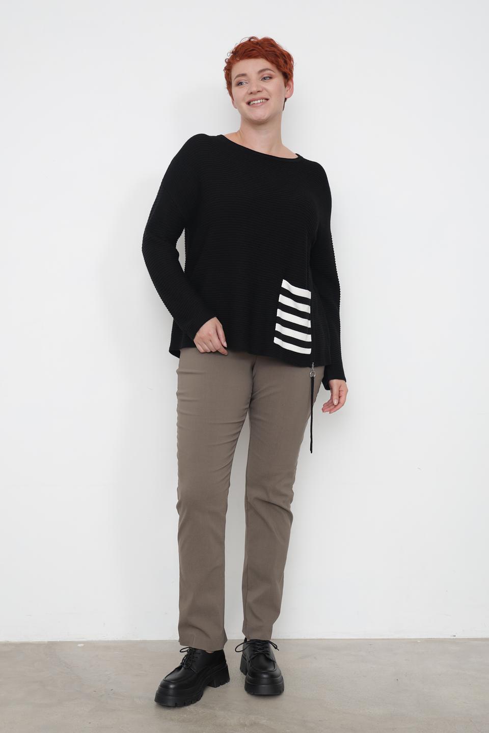 Пуловер Doris Streich чёрный с полосками