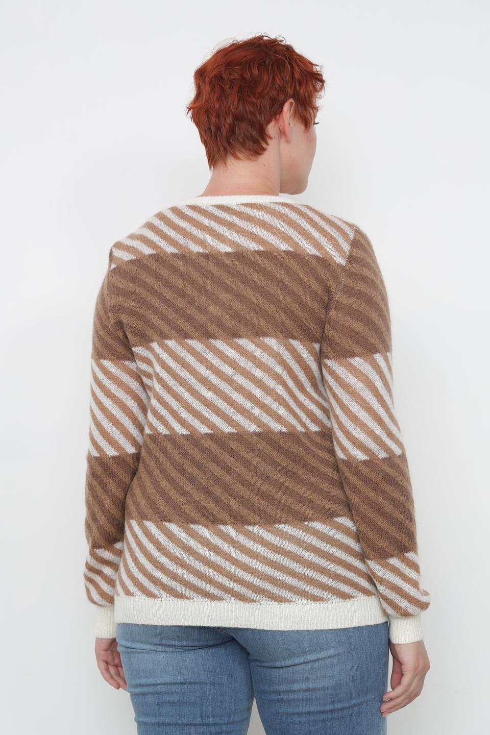Пуловер Lebek в полоску бежевый