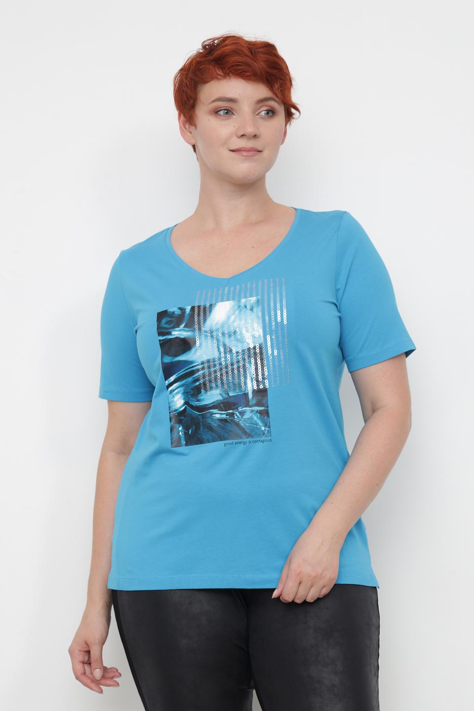 Футболка Samoon с принтом бирюзовая