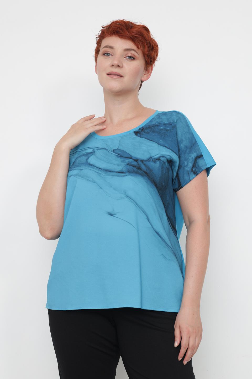 Блуза Samoon с принтом бирюзовый