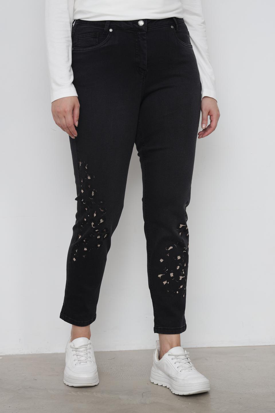 Джинсы Doris Streich с потертостями черные