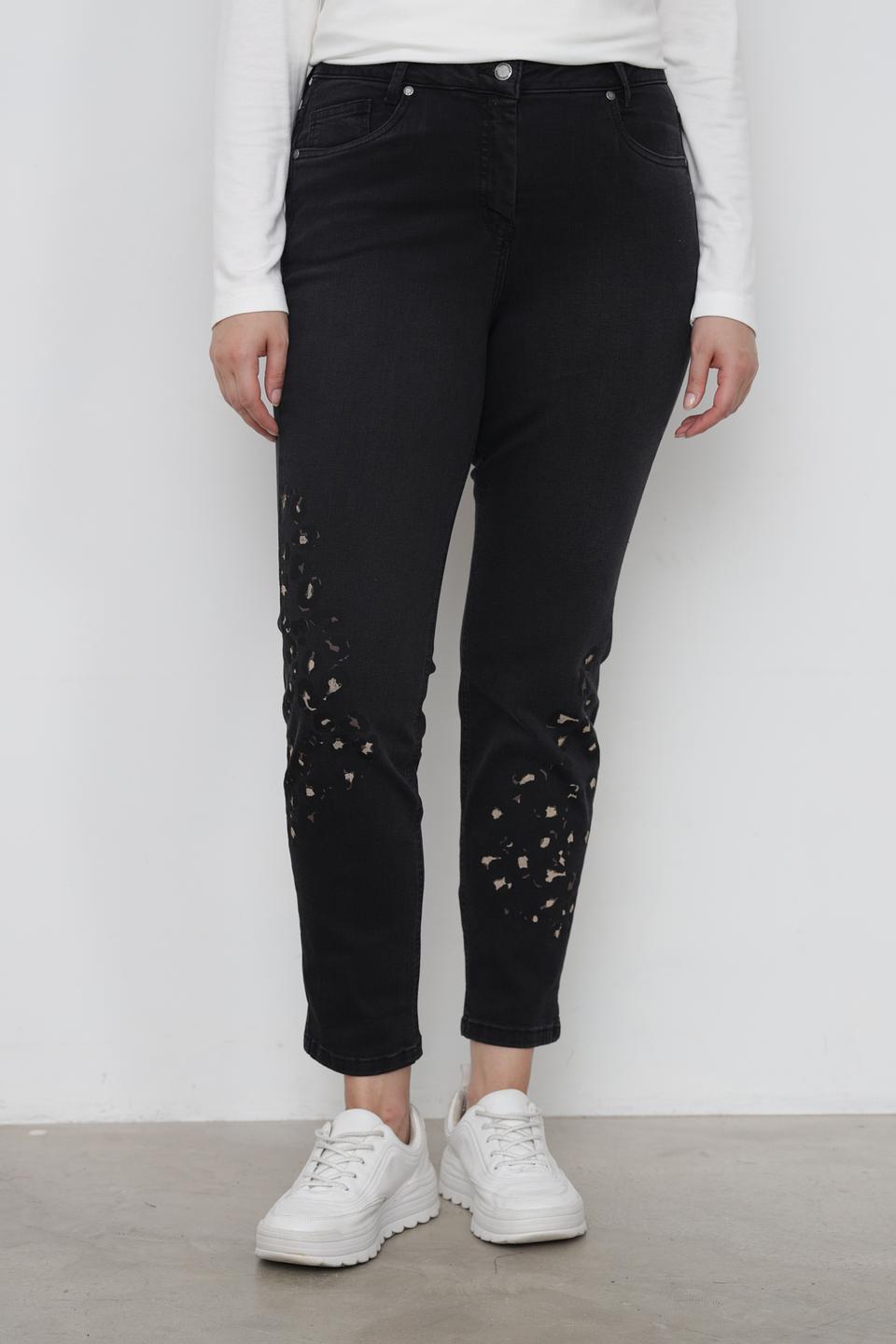 Джинсы Doris Streich с потертостями черные