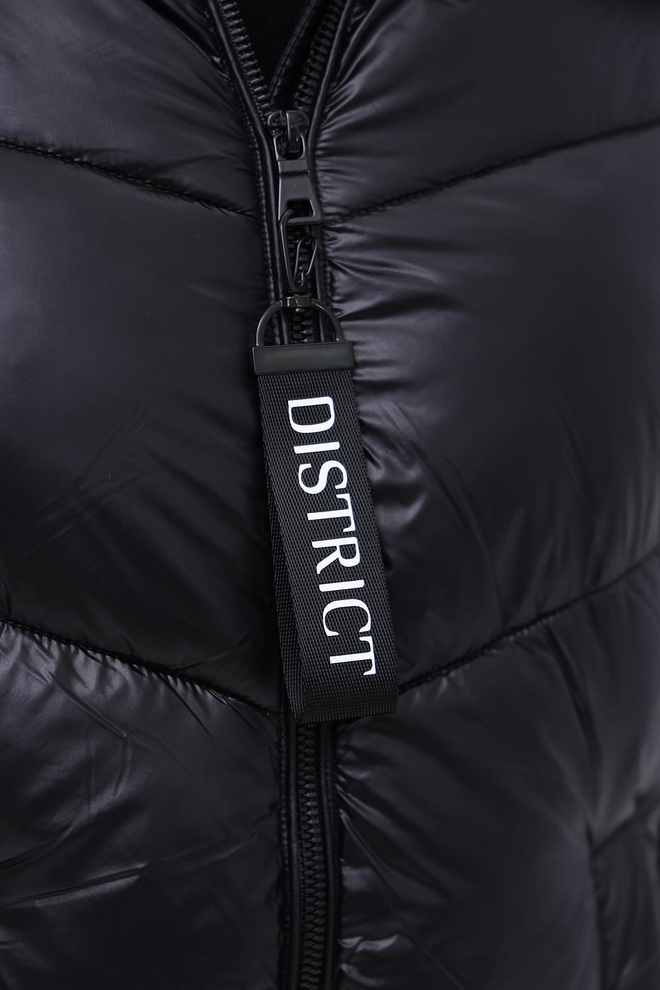 Пальто District стеганое чёрно-бежевое