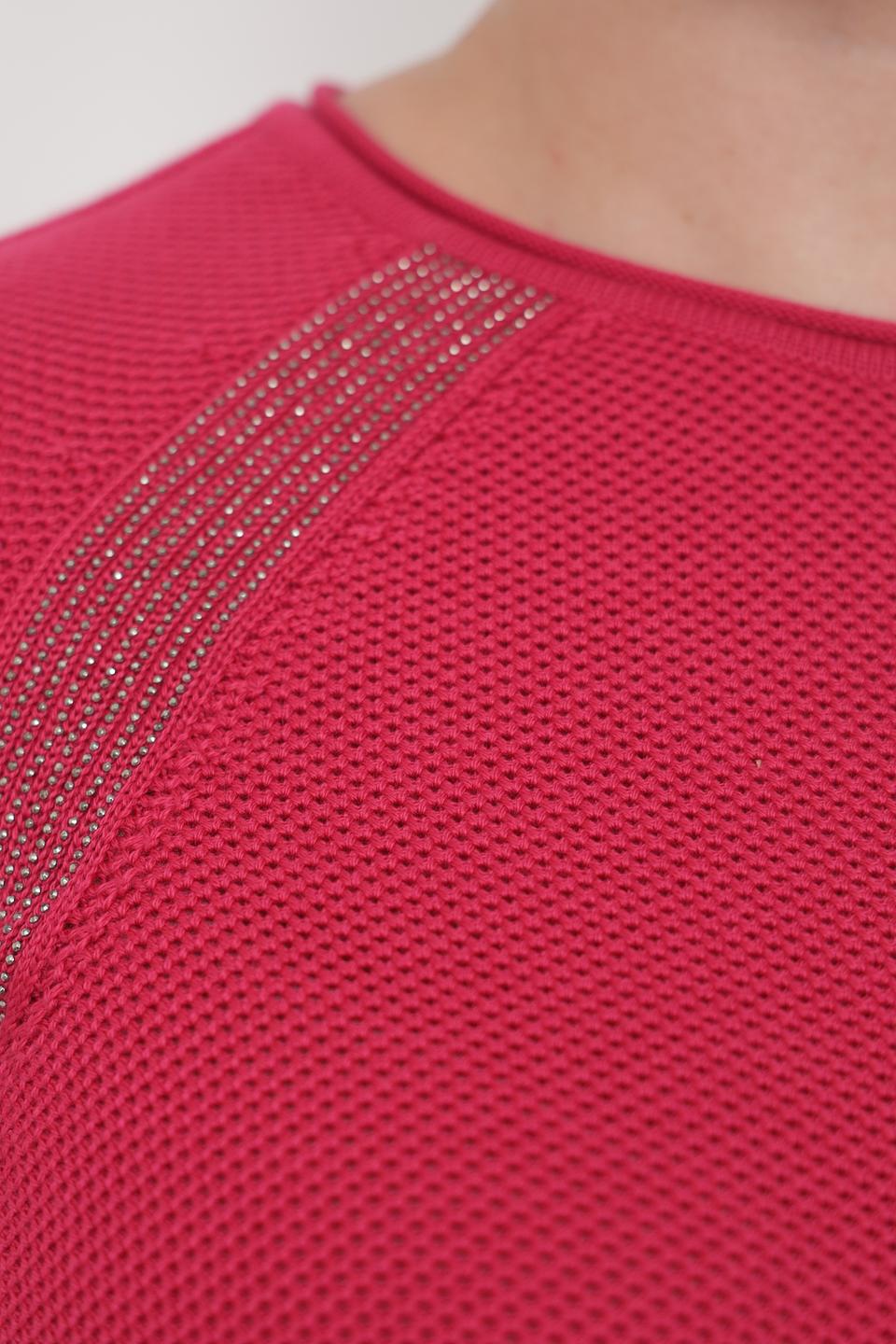 Пуловер Rabe collection малиновый с декором