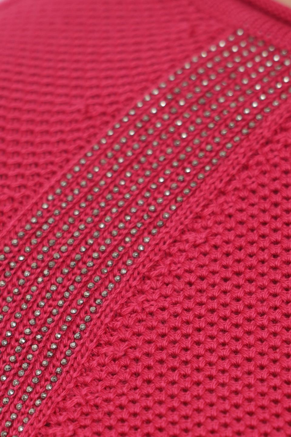 Пуловер Rabe collection малиновый с декором