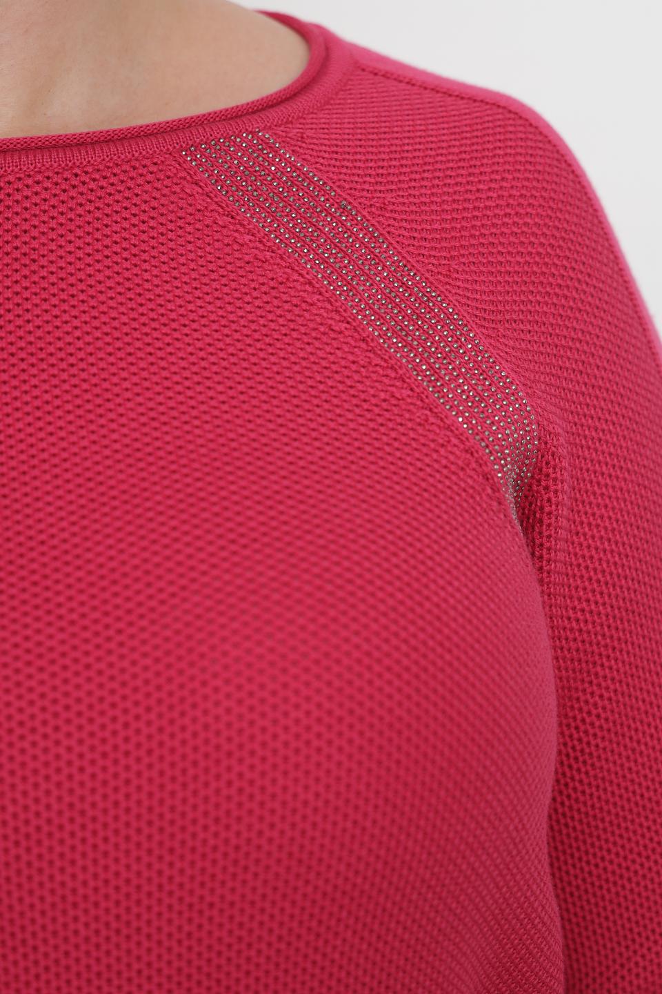 Пуловер Rabe collection малиновый с декором