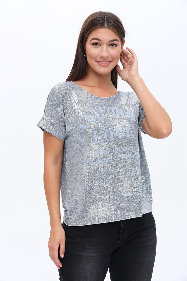 Блуза Monari серебристая с принтом