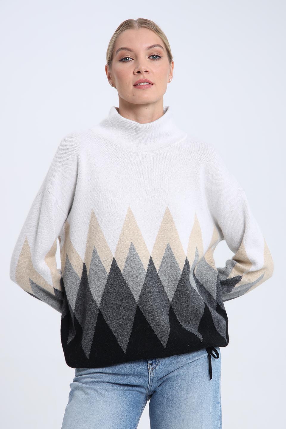 Пуловер Pezzo с ромбами бежевый