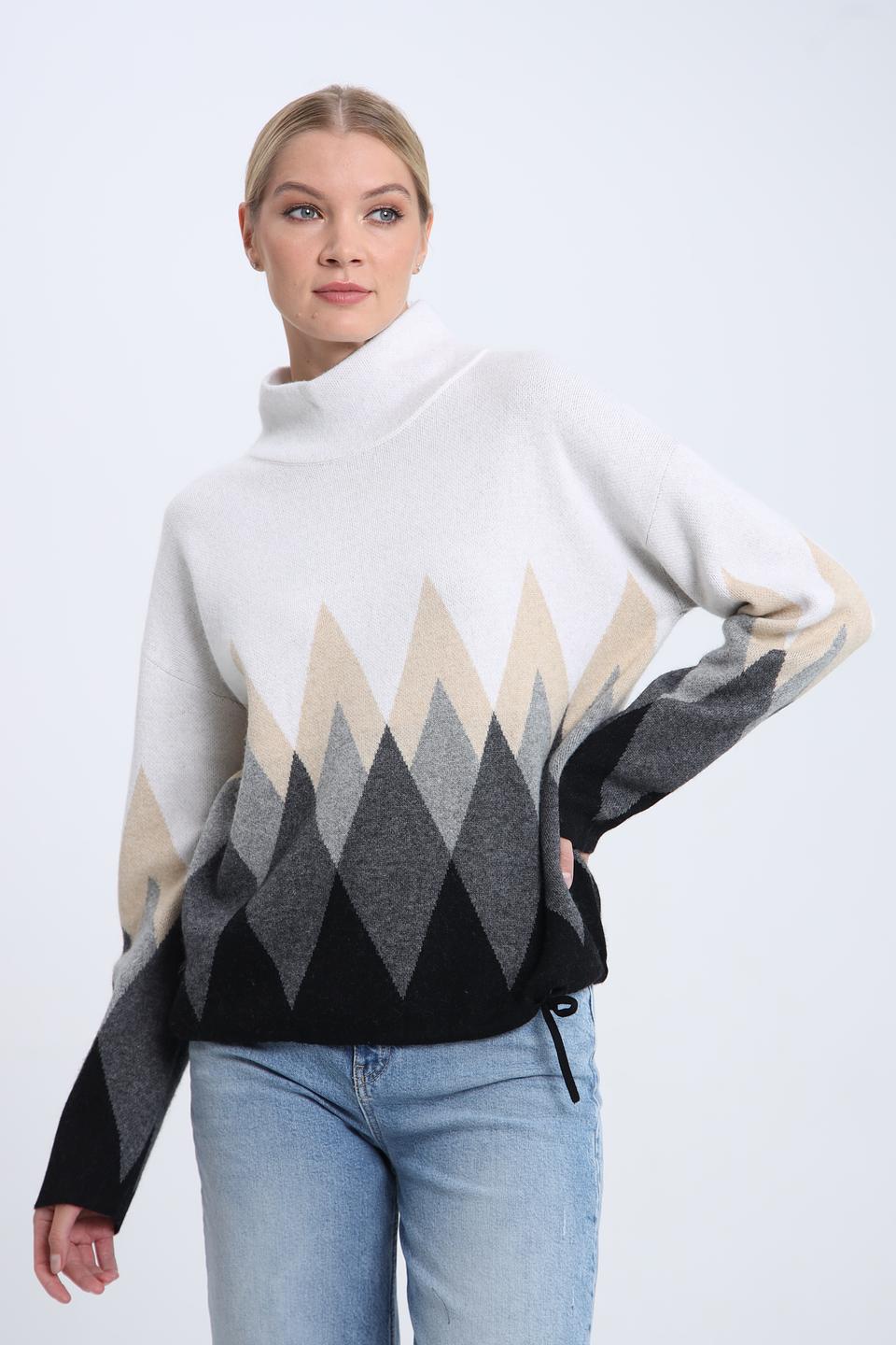 Пуловер Pezzo с ромбами бежевый