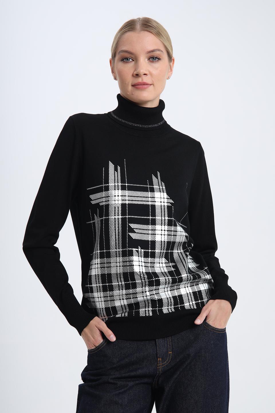 Пуловер Pezzo с клеткой чёрный