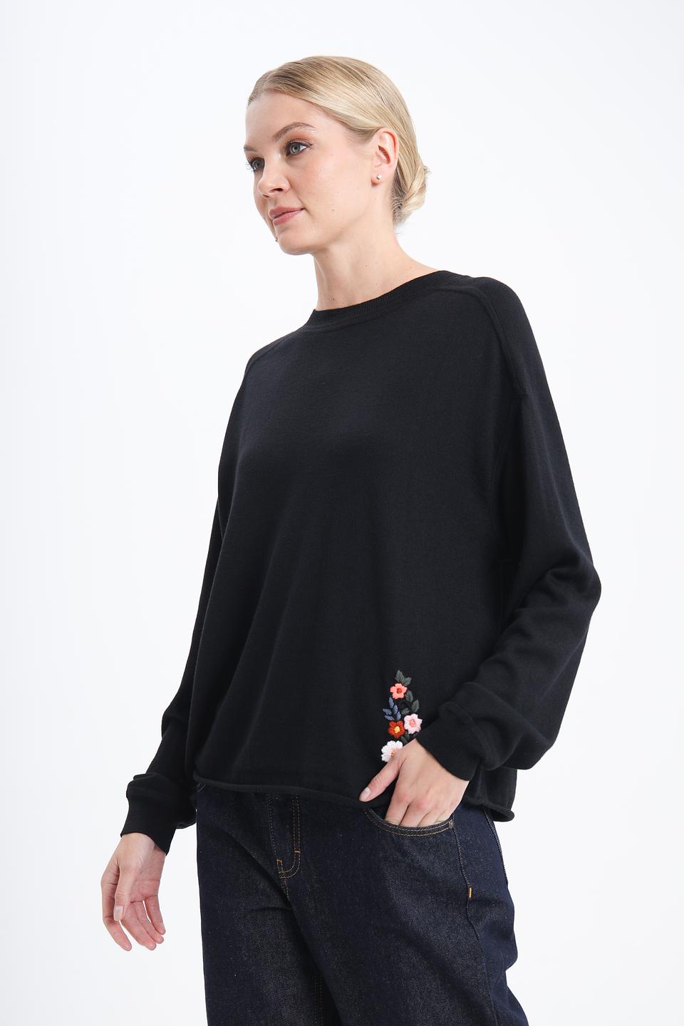 Пуловер Pezzo с вышивкой чёрный