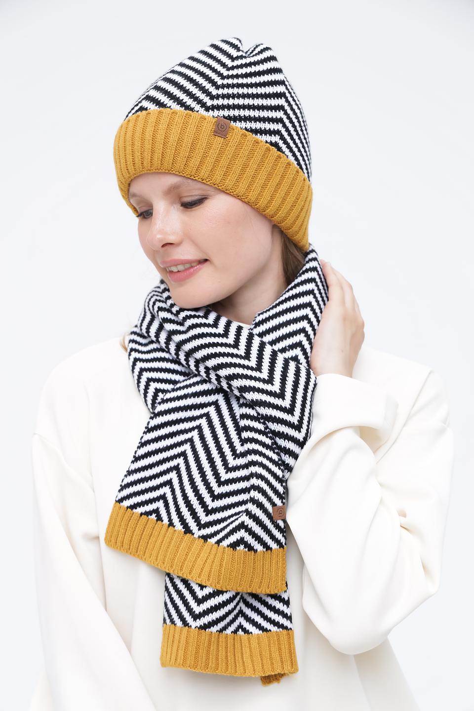 Шарф Bugatti в полоску горчичный