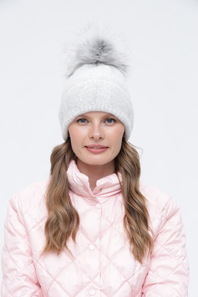 Шапка Bugatti с помпоном серая