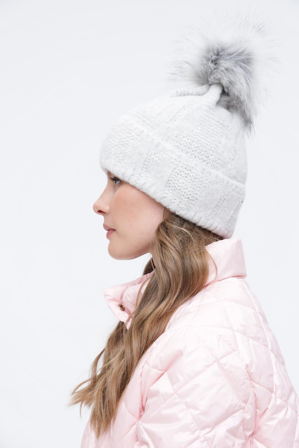 Шапка Bugatti с помпоном серая