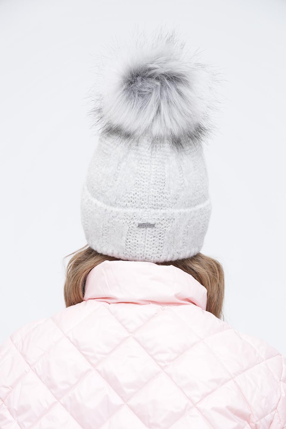 Шапка Bugatti с помпоном серая