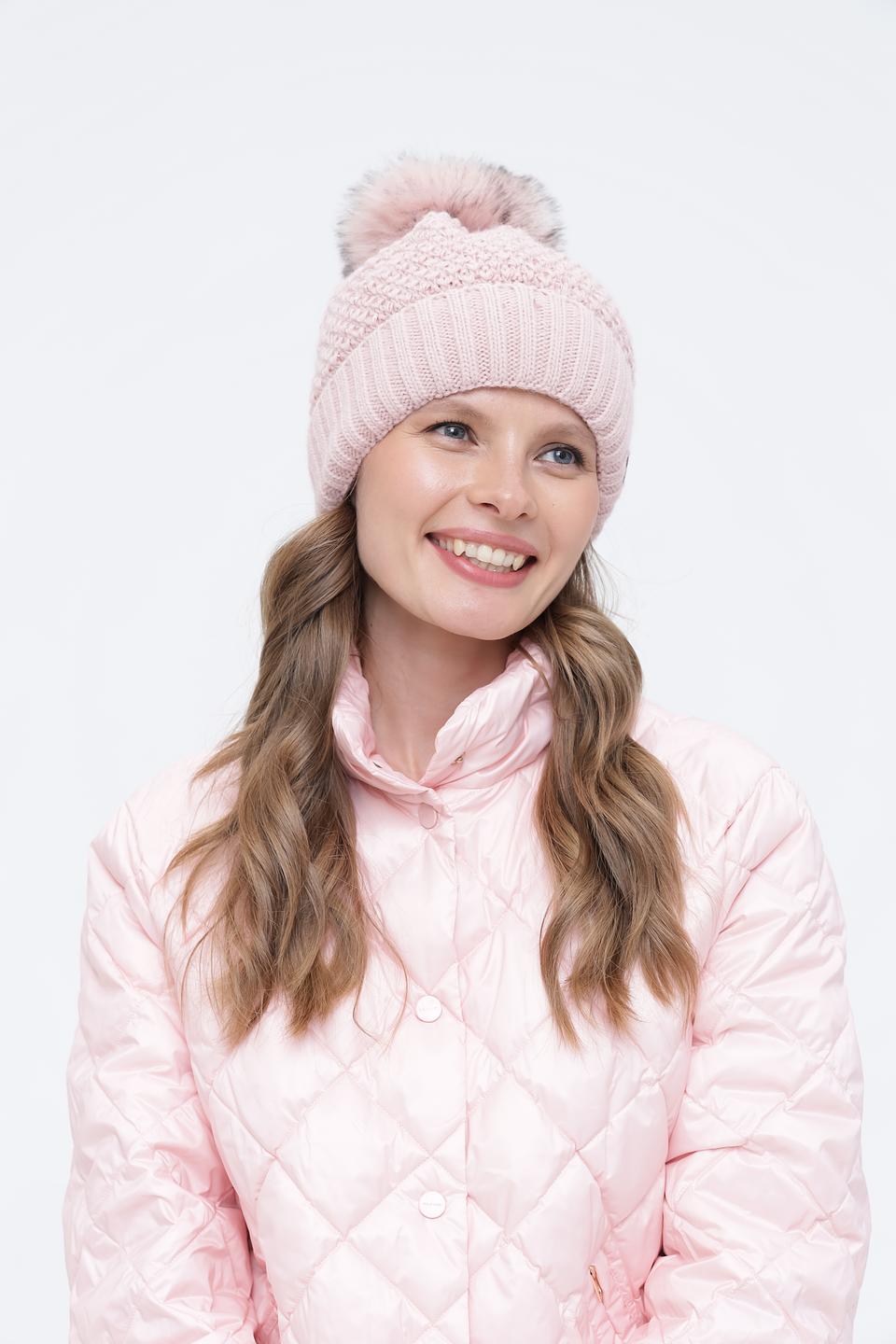 Шапка Wegener с помпоном пудрово-розовая