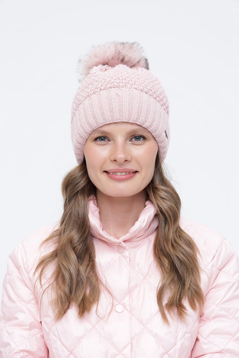 Шапка Wegener с помпоном пудрово-розовая