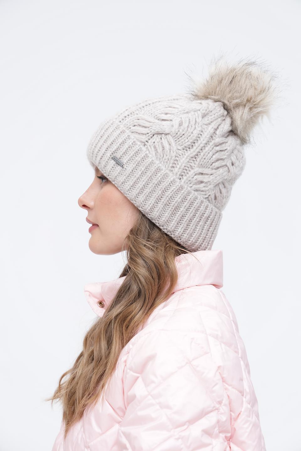 Шапка Bugatti с помпоном бежевая