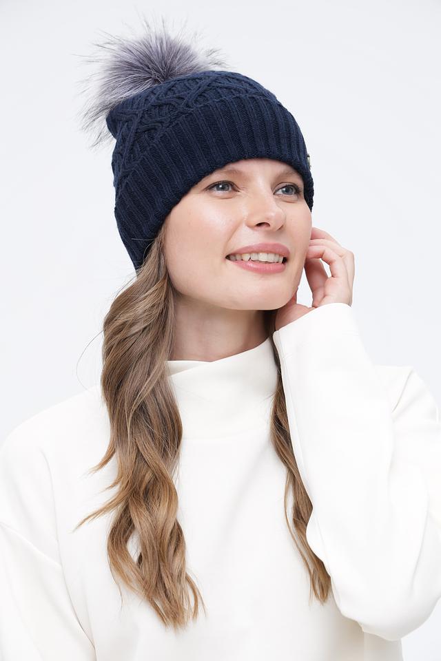 Шапка Bugatti с помпоном тёмно-синяя