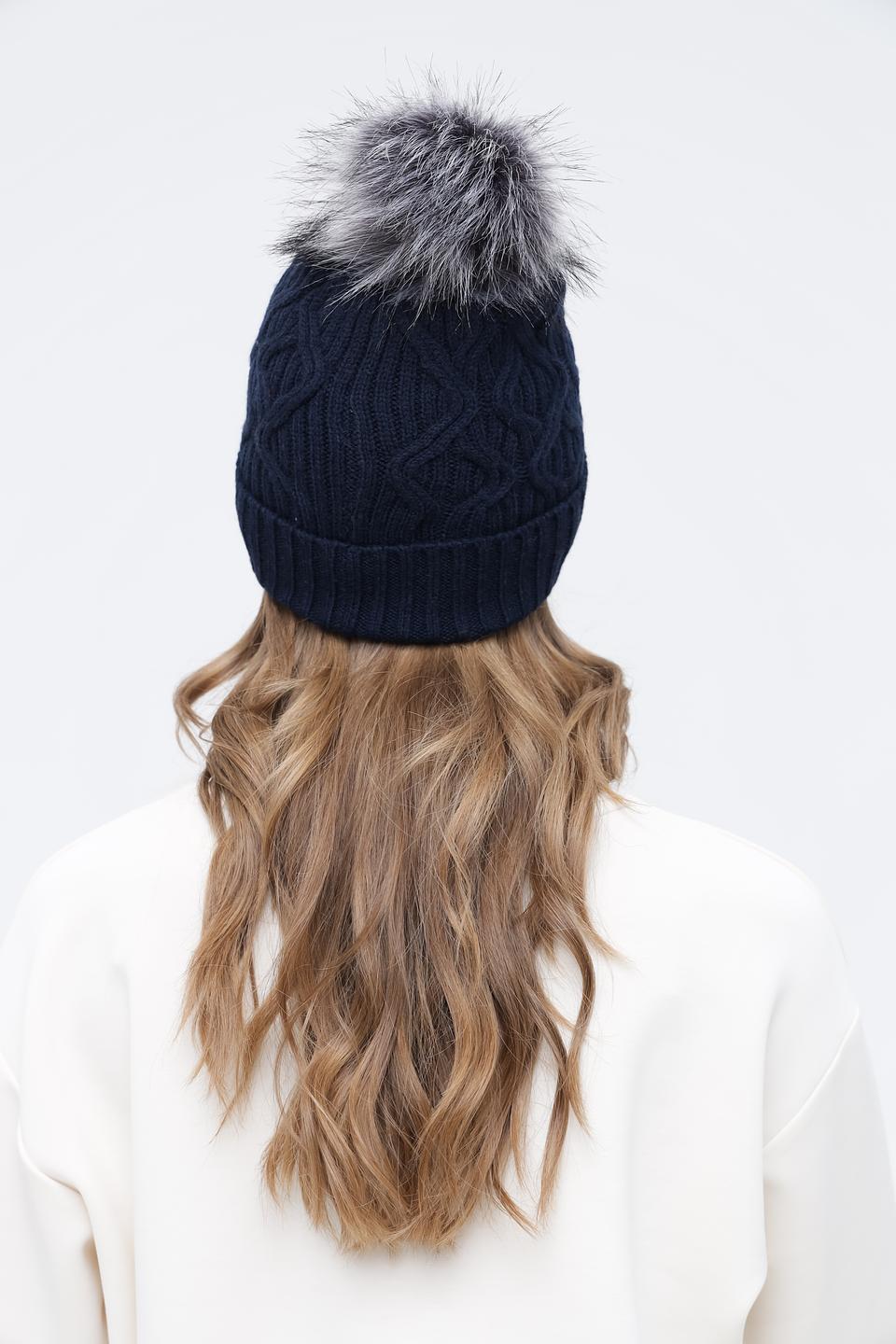 Шапка Bugatti с помпоном тёмно-синяя