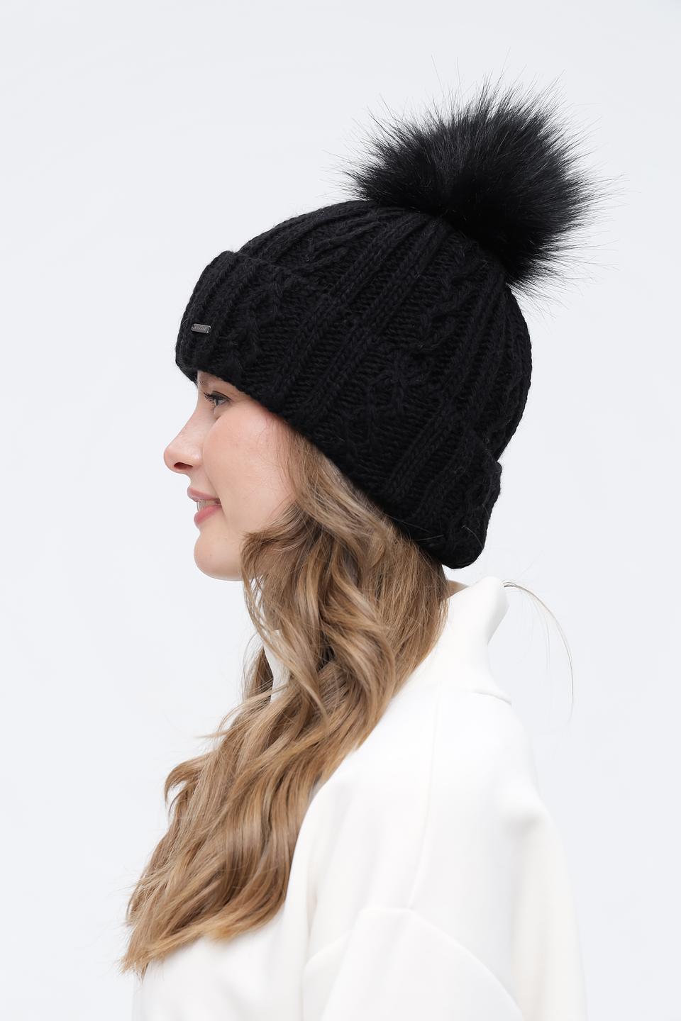 Шапка Bugatti с помпоном чёрная