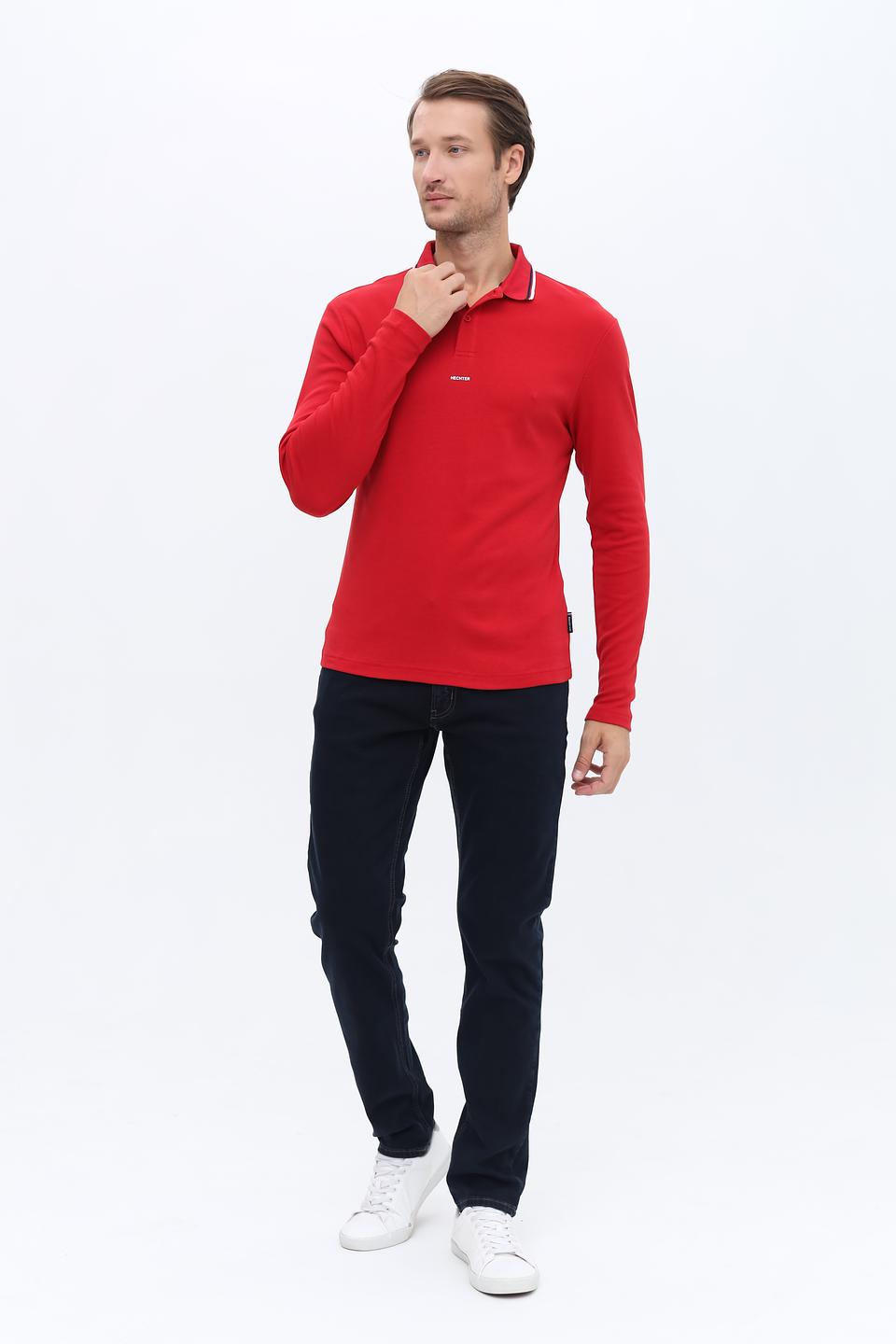 Поло Hechter муж. красное с длинным рукавом