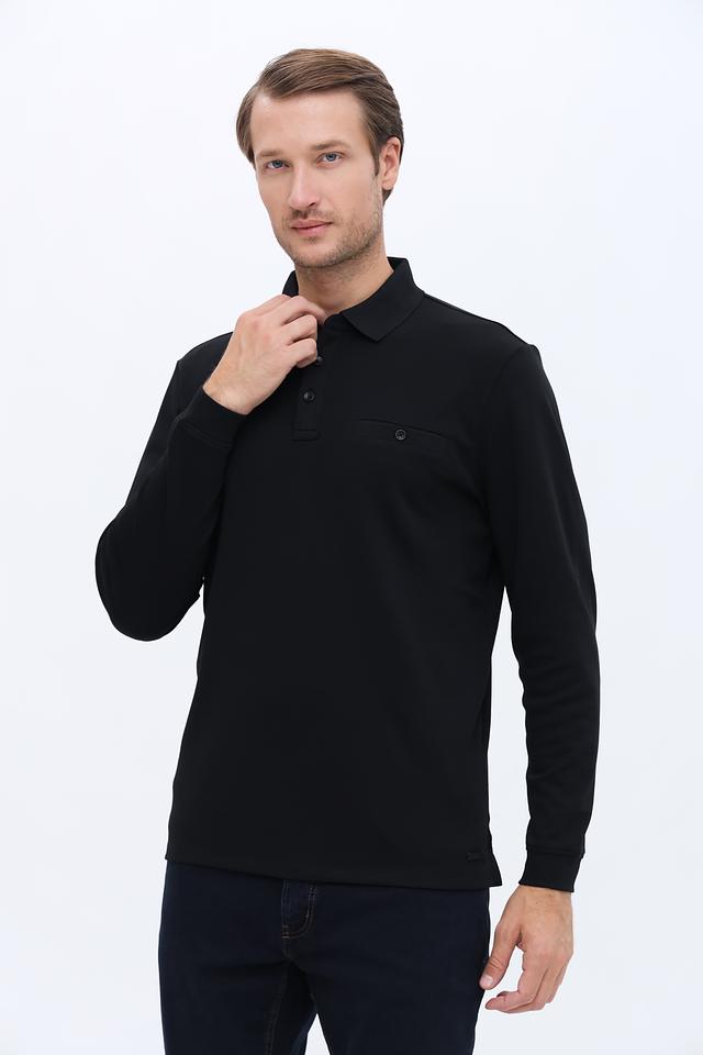 Поло Casa Moda men чёрное с длинным рукавом
