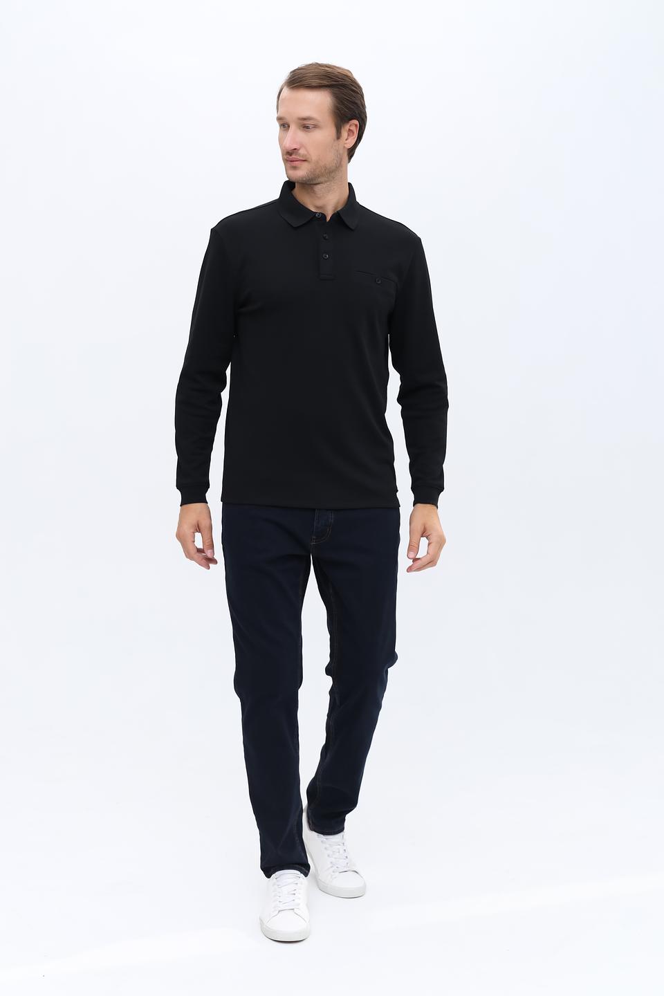 Поло Casa Moda men чёрное с длинным рукавом