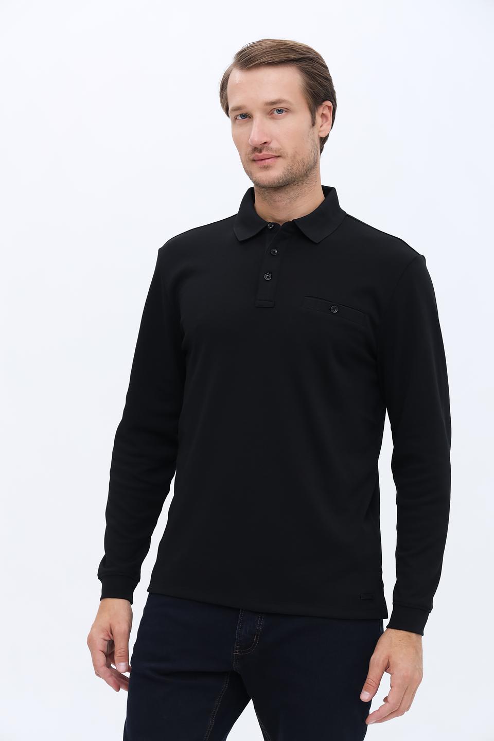 Поло Casa Moda men чёрное с длинным рукавом