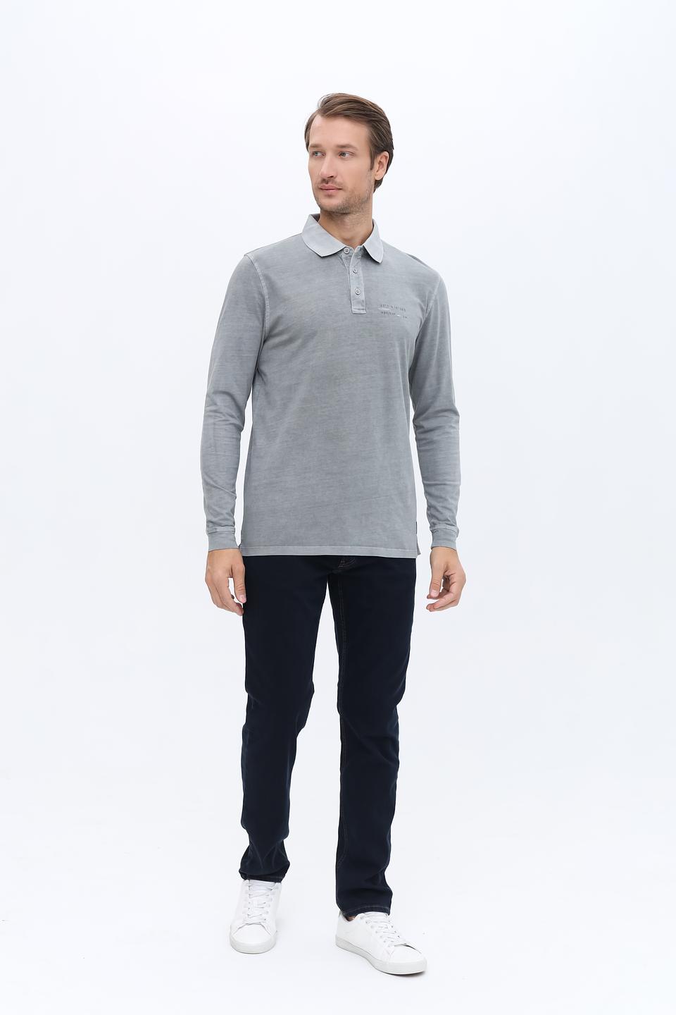 Поло Casa Moda men серое с длинным рукавом