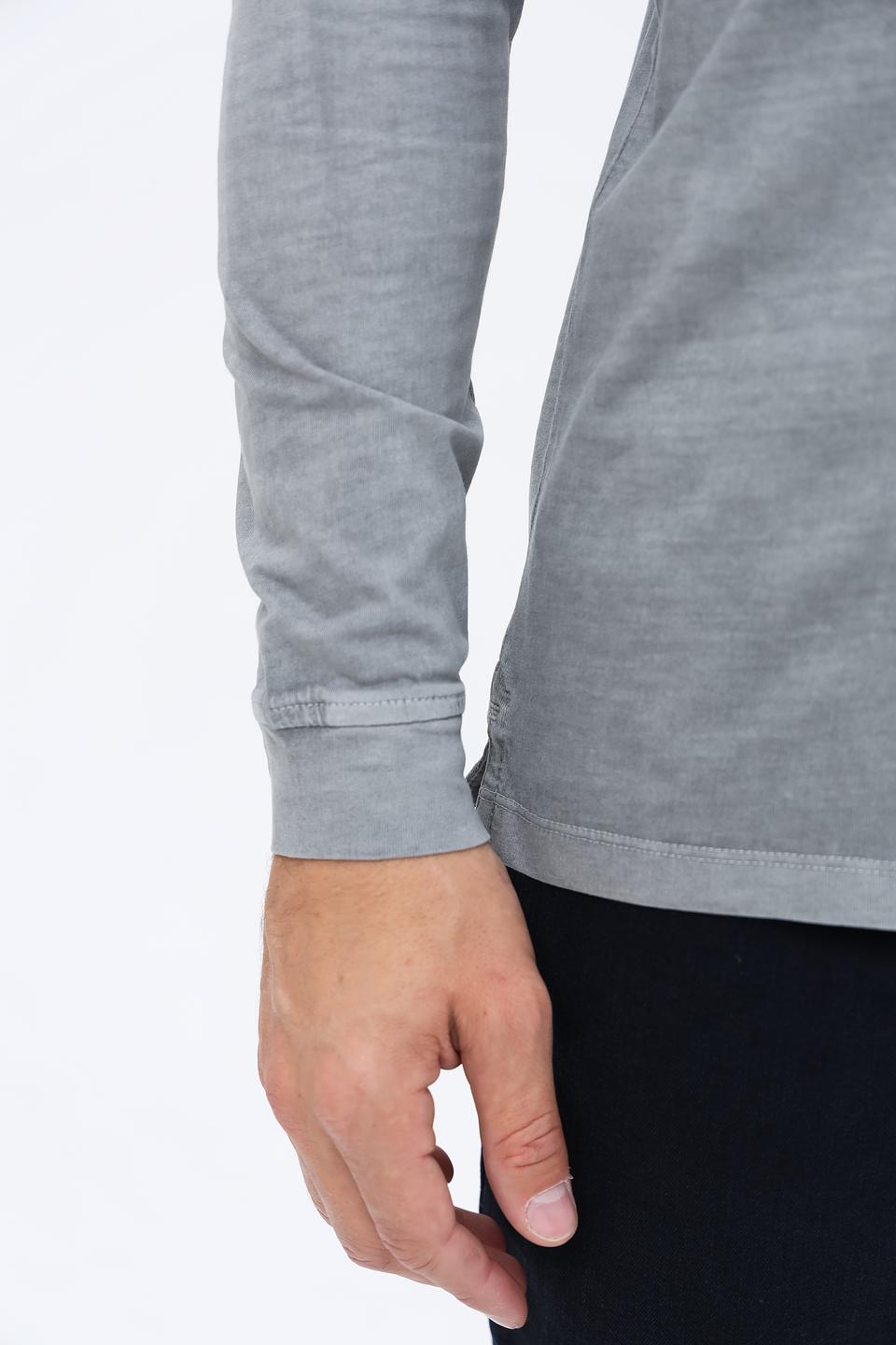 Поло Casa Moda men серое с длинным рукавом